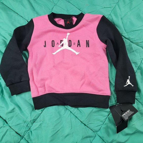Jordan Unisex Kids 2T Black Pinksicle Long Sleeve Logo Pullover Warm Casual